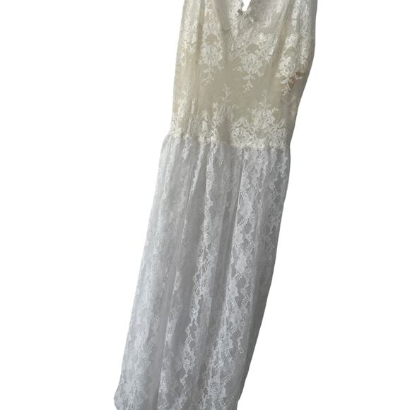 80s Vintage Victoria's Secret Dress Gold Label White Lace Nightgown Slip Dress - Picture 2 of 12